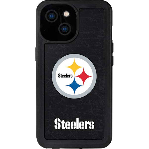 NFL Pittsburgh Steelers Distressed iPhone 15 Waterproof Case